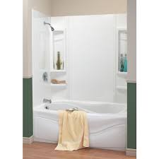 Choose from standalone bathtubs or complete shower surrounds in plastic or fiberglass, in neutral colors that are made to mesh with a wide variety of bathroom designs. Maax Panama 60l X 33 5w X 59h Polystyrene Tub Wall The Home Depot Canada