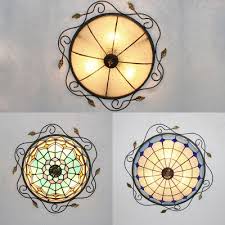 Vintage Dome Shade Flush Mount Light Clear Sky Blue Dark Blue Glass Ceiling Light For Bathroom Takeluckhome Com