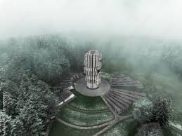 Stock-Foto „Kozara Spomenik - Yugoslavian Monument in Bosnia and  Herzegovina (Brutalism, aerial shot)“ | Adobe Stock