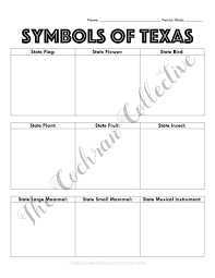 Texas State Symbols Worksheet Printable Texas History Texas Etsy History Worksheets Teacher Activities State Symbols