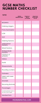 Gcse Maths Number Checklist Gcse Math Studying Math Gcse Maths Revision