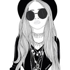 Black And White Woman Drawing Art Black Black And White Drawing Glasses Outline Outlines White Draw Grunge Hipster Girl Drawing Dessins De Fille Art Tumblr