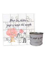 Felicítala y compártelas en las redes sociales. Puzzle Con La Frase Para Los Mejores Papa Y Mama Del Mundo En Lata