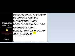 Samsung sulutions fix logo remove unlock bootloader warning. A305f U2 9 Pie Bootloader Unlock Logo Fix Solution Youtube
