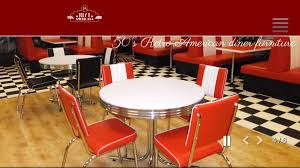 Showcase a classic 50s foil banner near the buffet table for a sweet touch to your 50s party decor. Just Americana Com American 50s Diner Furniture Retro Style Bistro Table And 2 Red Stools Dining Room Furniture Dining Room Sets