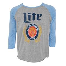 Miller Miller Lite Long Sleeve Men S Grey Blue Raglan T Shirt Xlarge Walmart Com Walmart Com