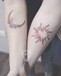 Floral Sun And Moon By Alida Great Tattoo Ideas For Women Friend Tattoos Tattoos For Daughters Matching Best Friend Tattoos
