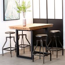 Table Haute Extensible Bois Recycle 120 160 Cm Brisbane Salle A Manger Bois Meuble Salle A Manger Bois Recycle