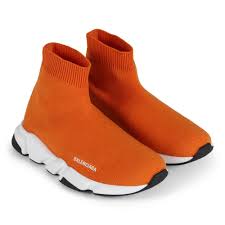 Designer socks for ladies | knitting with two needles. Balenciaga Orange Knit Sock Sneakers Bambinifashion Com