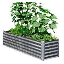 Earthmark Alto Series 40 In X 76 In X 17 In Galvanized Metal Garden Bed Bundle Mgb Hb46 The Home Depot In 2020 Metal Garden Beds Raised Garden Garden Beds