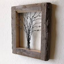Reclaimed Barn Wood And Barbed Wire Tree Wall Art Barn Wood Crafts Barbed Wire Art Barn Wood Projects