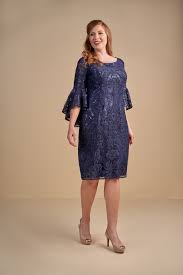 Plus Size Black And Blue Wedding Dress Plus Size Black Label Beautiful Knee Length Mother Of The Bride Dress Made With Ada Embroidery Lace With Stre Mob Dresses Special Event Dresses Event Dresses