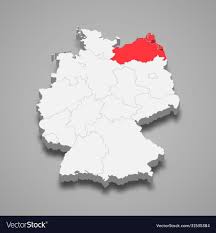 ˈmeːklənbʊʁk ˈfoːɐ̯pɔmɐn, mecklenburgian low german: Mecklenburg Vorpommern State Location Within Germany 3d Map Vector Image Map Vector Vector Images Germany