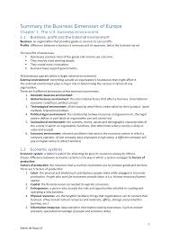 Summary The Business Dimension Of Europe Exam Hhs Studocu