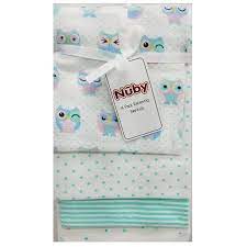 Nuby Infant Toddler Owl Owl Cotton Receiving Blankets Crib Green 4 Pieces Walmart Com