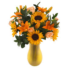Apply for a year supply. Fresh Bouquet Flowers Vase Roses Sunflowers Lilies Globalrose