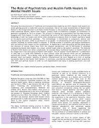 Ruqyah is a vast subject and covers many topics such as sihr (magic) masaha (possession) and ayn (evil eye). Pdf The Role Of Psychiatrists And Muslim Faith Healers In Mental Health Issues