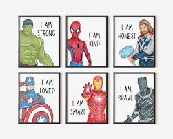 Digital Superhero Affirmation Prints – Set of 6 Wall Art for Kids Room, I  Am Kind Brave Smart, Boys Nursery or Classroom Decor - Etsy