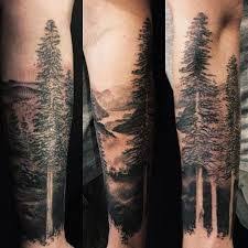 Image Result For Forest And Mountain Tattoos Tatouage Avant Bras Tatouages Bras Hommes Tatouage Manchette