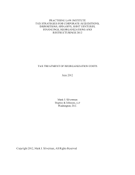 Tax Treatment Of Reorganization Costs
