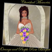 Orange and purple wedding bouquets. Second Life Marketplace Orange And Purple Wedding Bouquet And Boutonniere Bundle