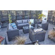 Costway 4pcs patio rattan furniture conversation set cushioned sofa coffee table garden black. 7 Seater Rattan Garden Furniture Set Black Dreams Outdoors
