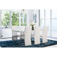 Cortina White Table 4 Chairs Modern Dining Room Set White Table Rectangular Dining Room Table