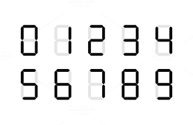 Numbers set for a digital watch and other electronic devices. Digital Clock Numbers Font Novocom Top