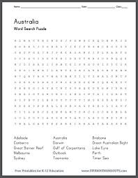 Fun free halloween printables to keep kids entertained indoors, including crosswords, word searches, coloring pages and more. Australia S Geography Free Printable Word Search Puzzle Free Printable Word Searches Word Search Puzzles Printables Word Find