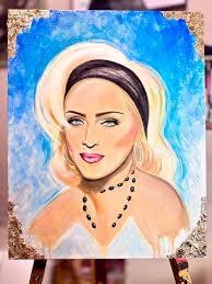 Acrylic painting with gold leaves for sale