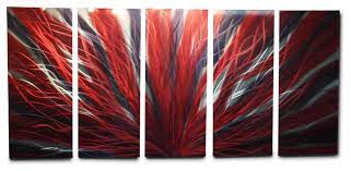 Black and white red tree wall art canvas print picture large red tree landscape modern artwork for living room bedroom office home wall decoration decor with frame 20x40in 4.7 out of 5 stars 309 $43.90 $ 43. Metal Wall Art Decor Abstract Contemporary Modern Radiance Large Red Black Modern Metal Wall Art By Inspiring Art Gallery Houzz