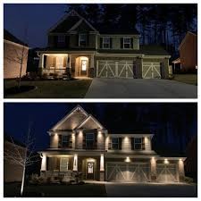 Before And After Lighting Landscaping Exterior House Lights House Exterior Front Courtyard