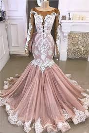 Exquisite Round Neckline Sheer Long Sleeves Mermaid Appliques Prom Dresses Prom Dresses Beautiful Prom Dresses Formal Gowns