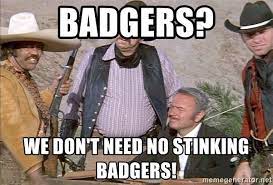 In 2005, the full quote from the film was chosen as #36 on the american film institute list, afi's 100 years.100 movie quotes. Badgers We Don T Need No Stinking Badgers Blazing Saddles Badges Meme Generator