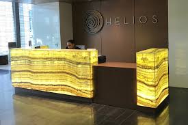 Find out your desired gold reception counter with high quality at low translucent backlit artificial stone bianco calacatta gold marble panel tile for reception desk. Backlit Honey Onyx Reception Desk