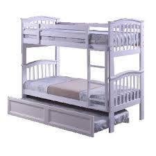 This design includes two ladders on each side for easy climbing, while metal support slats remove the need for box springs. Hampton White Bunk Bed With Trundle Bunk Beds