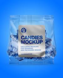 Plastic Bag With Gummies Mockup In Bag Sack Mockups On Yellow Images Object Mockups
