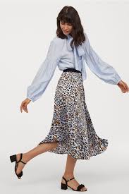 Pleated Skirt Light Blue Leopard Print Ladies H M Us Pleated Skirt Skirts Womens Skirt