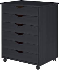 Amazonsmile Adeptus 6 Drawer Wide Roll Cart Solid Wood Black Kitchen Dining In 2020 Rolling Cart Solid Wood Drawers