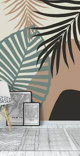 Buy Minimal Jungle Leaves 1 Wall Mural Free Us Shipping At Happywall Com Wall Murals Diy Diy Wall Painting Creative Wall Painting