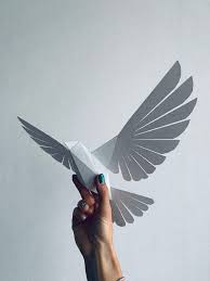 Dove Make Your Own Low Poly Bird On Fly Geometric Bird Etsy In 2020 Geometric Bird Low Poly Paper Models