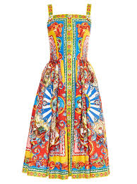 Carretto Print Poplin Midi Dress Dolce Gabbana Matchesfashion Us Fashion Dolce Gabbana Dress Dolce And Gabbana