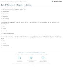 Among these were the spu. Quiz Worksheet Hispanic Vs Latino Study Com