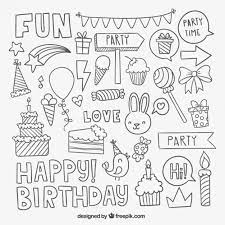 How to draw birthday celebration drawing easy tutorial. Free Vector Sketchy Birthday Party Elements