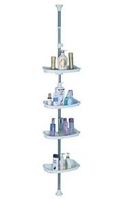 Baoyouni Bathroom Tension Pole Corner Shower Caddy Telescopic Shower Storage Rack Organizer 4 Tier A Corner Shower Caddy Shower Storage Bathroom Corner Storage