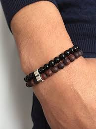 Bracelet Homme Double Mat Pierre Semi Precieuse Oeil De Boeuf Etsy Bracelet Homme Bracelet Petite Pochette