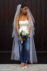 Bride In Jeans Denim Wedding Dresses Casual Bride Nontraditional Wedding Dress