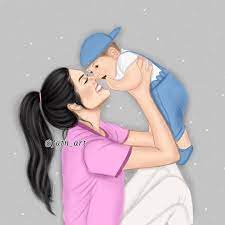 تحبون الطفل البنت لو الولد fashionyista صور كارتونية للحلوات منشن لصديقاتك تشوفهن معك mom art mother art family drawing illustration