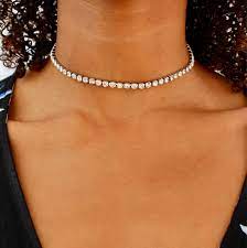 Shop all diamond necklaces keep it classic with a diamond solitaire pendant or go bold with an extraordinary diamond eternity necklace. Dainty Rhinestone Choker Diamond Necklace