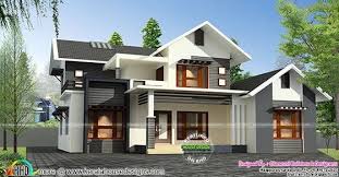 Sloping Roof Mix 1500 Sq Ft Home Kerala House Design House Designs Exterior Modern House Design